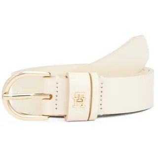 Tommy Hilfiger Ledergürtel ESSENTIAL EFFORTLESS 2.5 cm breit GOLD Logoemblem, weiche Haptik, ovale Einfachdornschließe gelb 80