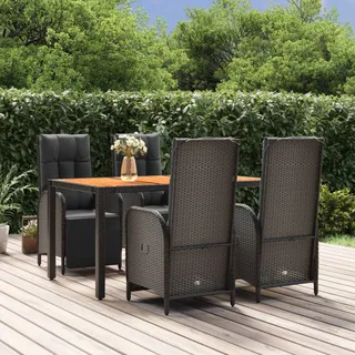 Festnight Gartenmöbel Set 4 Stühle mit Tisch Verstellbar Rattan Gartenmöbel Set 4 Personen Sitzgruppe Outdoor mit Hochlehner Terrassenmöbel Außen Garten Essgruppe Gartentisch mit Stühlen Set