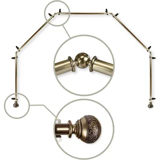 Rod Desyne 13/16" Nathan 5-Sided Gardinenstange für Erkerfenster, Plastik Kunststoff Stahllegierung, Antik Messing