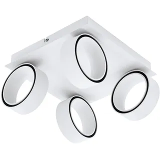 EGLO LED Deckenlampe Albariza, Spot Deckenleuchte aus Metall in weiß, Wohnzimmerlampe mit 4 Deckenspots, Deckenstrahler für Wohnzimmer, Küche und Flur, warmweiß