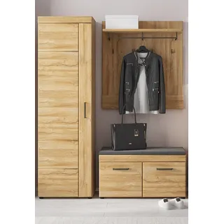 Garderoben Set, 3-teilig, CARIATI-129, in Grandson Eiche Nb., B/H/T ca. 166/195/38 cm - Braun