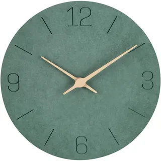 Warminn MDF Holz Wanduhr Ohne TickgeräUsche Lautlos Modern 30cm Quarz Groß Batterie Betriebene Wanduhr Einfach zu Lesen für Zimmer Zuhause KüChe Schlafzimmer BüRo Schule (Grün - Skelett)