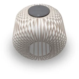 LUUK Studio Moderne LED Tischlampe, wiederaufladbarer Akku, IP65, kabellos & mobil für Balkon, Garten und Terrasse, warmweiße LEDs, dimmbares Stimmungslicht und Design Dekoration, Nomad Braun