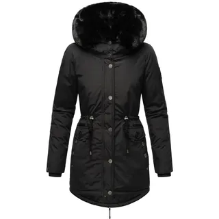 Navahoo Damen, Warmer Winterparka mit doppelter Kunstpelz-Kapuze Sweety Deluxe Black Gr. M - M