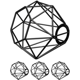 ledscom.de 4 Stück Käfig-Lampenschirm, schwarz, E27 / E14, 155mm Ø