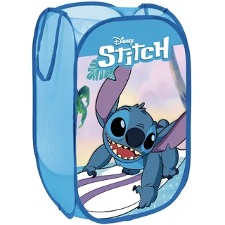 SUPERDIVER - Faltbarer Stitch-Korb - Offizielle Disney-Lizenz - Ideal zur Aufbewahrung von Spielzeug und Kleidung - 36x36x58 cm - Leicht und kompakt - Perfekt für Kinder.