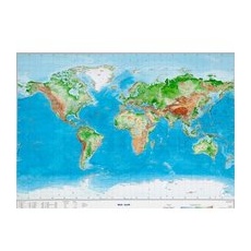 Georelief 3D Reliefkarte Welt englische Version - ohne Rahmen - groß