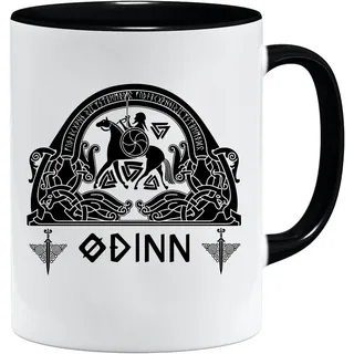 Nordisches Wikinger Tasse | Becher Geschenk Geschenkidee für alte Männer Papa Opa Kaffeetasse Wikinger-Motiv Totenkopf bierkrug thors hammer (VIKING019)