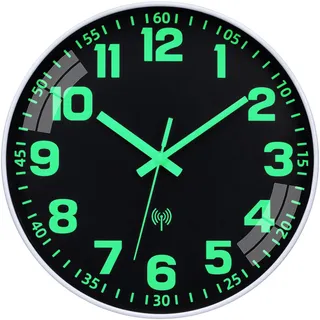 Warminn Wanduhr Leuchtend Funkuhr Wanduhr Ohne Tickgeräusche Lautlos 30cm Quarz Modern Groß Batterie Einfach zu Lesen für Zimmer Zuhause KüChe Schlafzimmer Büro Schule