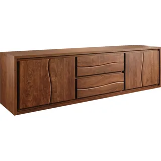 DeLife Lowboard Live-Edge 200 cm Akazie Braun 4 Türen 2 Schübe schwebend, Lowboards, Baumkantenmöbel, Massivholzmöbel, Massivholz