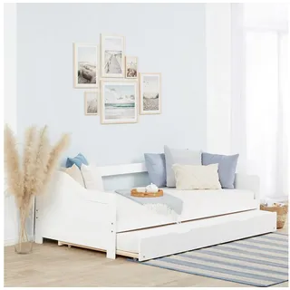 Homestyle4u Ausziehbett 90 x 200 cm Weiß