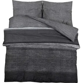 vidaXL Bettwäsche-Set Dunkelgrau 240x220 cm Baumwolle - Grau
