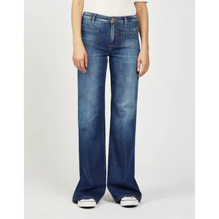 Bootcut-Jeans GANG "94 JESSI FLARED", Damen, Gr. 26, N-Gr, blau (azur blau wash), Denim/Jeans, Obermaterial: 98% Baumwolle, 2% Elasthan, ausgestellt lang, Jeans Bootcut-Jeans, im angesagten Leo Muster