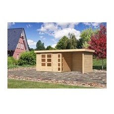 Karibu Holz-Gartenhaus Sölve Natur Flachdach Unbehandelt 298 cm x 213 cm