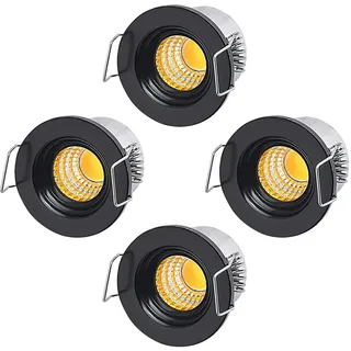 HVZUM 4 Stück Klein Mini LED Einbaustrahler 3W, 230V Deckenstrahler mit Transformator COB Downlights Deckenspots 300lm für Weinschrank/Schrank/Küche/Wohnzimmer (C-warmweiß)