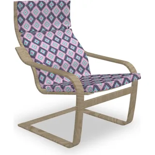 ABAKUHAUS Abstrakt Poäng Sessel Polster, Grungy Quadrat-Muster, Sitzkissen mit Stuhlkissen mit Hakenschlaufe und Reißverschluss, Auberginen-Grau-Rosa-Blau