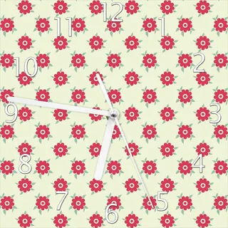 Wallario Design Wanduhr Muster mit Blüten und Blättern aus Echtglas, Größe 20 x 20 cm - Weiß