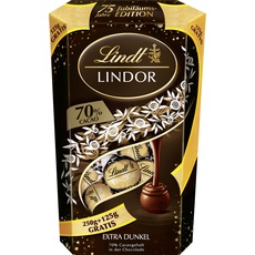 Lindt Schokolade LINDOR 70% Kugeln | 375 g | Ca. 25 Kugeln Edelbitterschokolade mit 70% Kakao mit zartschmelzender Füllung | Schokoladengeschenk | LINDOR 75 Jahre