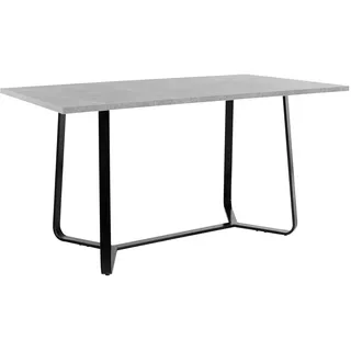 byLIVING Esstisch Talea/Moderner Küchentisch in Beton-Optik/Gestell Metall schwarz pulverbeschichtet/Großer Esstisch/B 140, H 76, T 90 cm