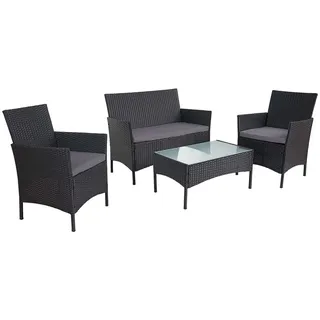 MCW 2-1-1 Poly-Rattan Garten-Garnitur Anthrazit , Kunststoff , Gartenmöbel, Gartengarnituren, Gartenmöbel-Sets