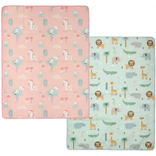 Kinder Wickelunterlage Neugeborene Waschbar Tragbar 70x90 cm - Baby Inkontinenzunterlage Bettunterlage Wasserfest Wasserdicht - Changing Mat Kleinkinder Wiederverwendbar (Rosa + Grün)