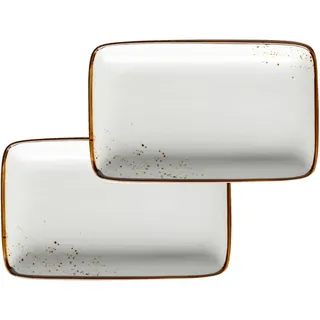 Mäser Servierplatten-Set , Braun, Beige , Keramik , 2-teilig , rechteckig , 21x3x13 cm , Geschirr, Tischkultur & Serviergeschirr, Servierplatten