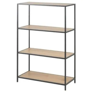 Selsey Seaford - Regal/Bücherregal mit 4 Ebenen - Schwarz/Eiche - Industrial-Style - 114 cm hoch