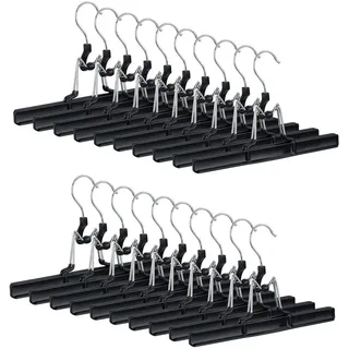 Relaxdays Hosenbügel Schwarz 20er-Set Metall , Metall, Kunststoff , 26x15.8x3 cm , Schlafzimmer, Kleiderschränke, Schrankzubehör, sonstiges Schrankzubehör