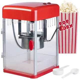 Rosenstein & Söhne Popcorn Maschine Cinema: Profi-Retro-Popcorn-Maschine "Cine" mit Edelstahl-Topf im 50er-Stil (Profi Popcornmaschine, Popkornautomat, Schal)