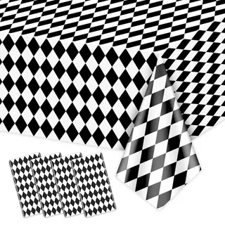 4 Pack schwarz und weiß Karierten Tischdecken, Gingham Tabelle Abdeckung Alice Tischdecken für Racing Thema, Halloween, Wonderland Party, Classic Checker Indoor Outdoor Dekorationen, 220x130cm