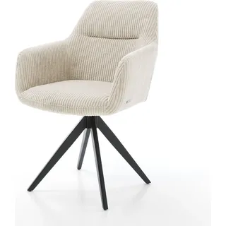 DELIFE Esszimmerstuhl Pejo-Flex Cord Beige Kreuzgestell kantig Schwarz Taschenfederkern - Beige