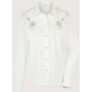 Langarmbluse MADELEINE "Hemdbluse Elegante Bluse mit Zierperlen", Damen, Gr. 46, weiß, Obermaterial: 97% Baumwolle CO. 3% Elasthan EL., Modern, Blusen Langarmbluse