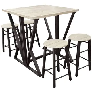 Urban Living "Dock Stehtisch, faltbar, mit 4 Hockern, 40/80 x 80 x 89 cm und 30 x 30 x 55 cm