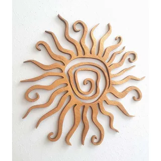kh Teile Holz Wanddeko Sonne Spirale 20cm Wandbild Innen Außen Garten Geschenk Idee Wandschmuck Wand Deko (Bronze)