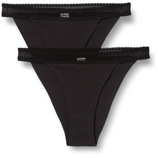 Sloggi Damen sloggi GO Ribbed Tanga C2P, BLACK, M