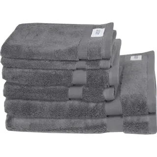 Schöner Wohnen Frottierset , Anthrazit , Textil , 6-teilig , Uni , Oeko-Tex® Standard 100 , saugfähig, Aufhängeschlaufe, angenehm weich, hochwertige Qualität, schnelltrocknend , Heimtextilien, Badtextilien, Handtuchsets