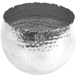 Blumentopf aus Metall, groß, Blatt-Design, Silber, 22cm x 17cm