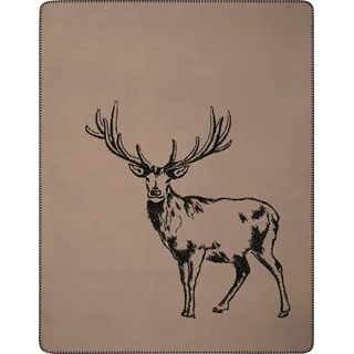 Biederlack Deer Kuscheldecke 150 x 200 cm Braun/Grau/Schwarz