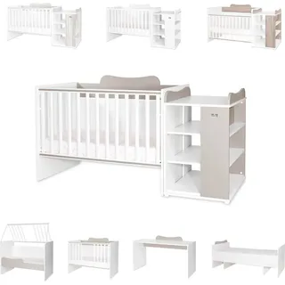 Lorelli Babybett Multi, Jugendbett, Schreibtisch, Wickeltisch, mehrfach umbaubar beige - Beige