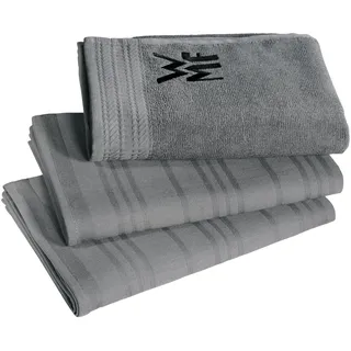 WMF Küchenhandtuch-Set 3-teilig, Baumwolle Küchentücher, 2 Geschirrtücher, 1 Handtuch, Geschirrhandtuch, geprüft auf Schadstoffe, fusselfrei, besonders weich, Logo