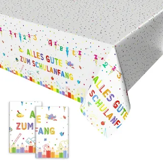 Xinvery 2pcs Weiß Schulanfang Tischdecke, 274cm x 137cm, Kunststoff, Rechteckig, Synthetisch/100%, Tischdecke, Schulanfang, Spätsommer/Herbst