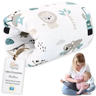Stillkissen klein Breastfeeding und Nursing Pillow für unterwegs 20 cm - Stillmuff Armkissen und Lagerungskissen Baby Arm Still Kissen aus weicher Baumwolle Afrika Weiß