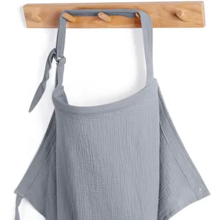 Blissful Diary Muslin Stilltuch für Stillende Frauen – Atmungsaktives Stillschal mit Bogenausschnitt, Praktisches Stilltuch für unterwegs, Hellgrau