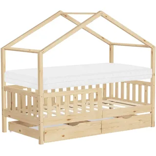ML-Design Hausbett 80 x 160 cm Kiefer naturbelassen beige
