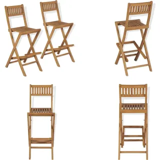 vidaXL Klappbare Garten Barhocker 2 Stk. Massivholz Teak - Barstuhl - Barstühle - Outdor-Barstuhl - Outdoor-Barstühle - Braun