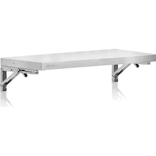 Mahlzeit Edelstahl Wandregal, 90 x 30 cm, Küchenregal, Klappbar, Silber, Edelstahlregal, Wandmontage - Silber
