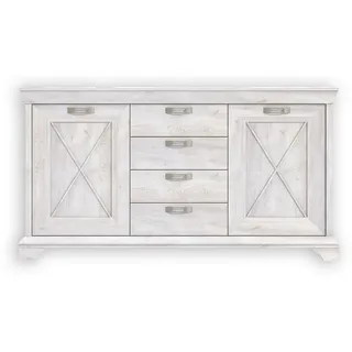 Die Möbelfundgrube Sideboard weiß Pinie Nachbildung B/H/T: ca. 178x96x48 cm - weiß