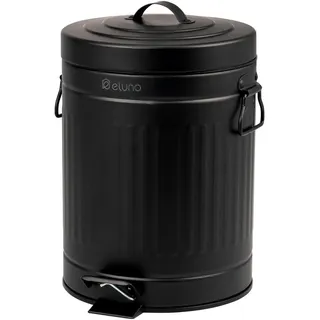 eluno Kosmetikeimer Treteimer Vintage, 5 Liter, aus Metall, schwarz , 21x30.5x21 cm , Badaccessoires, Abfalleimer