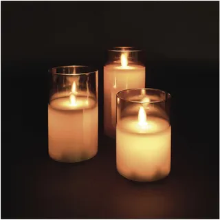 EMOS LED Kerzen in Glasdose 3 Stück Rauchglas Warmweiß