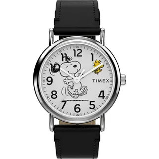 Timex Quarzuhr »TIMEX x PEANUTS TIMEX WEEKENDER« Armbanduhr, Damenuhr, Lederarmband, analog, schwarz